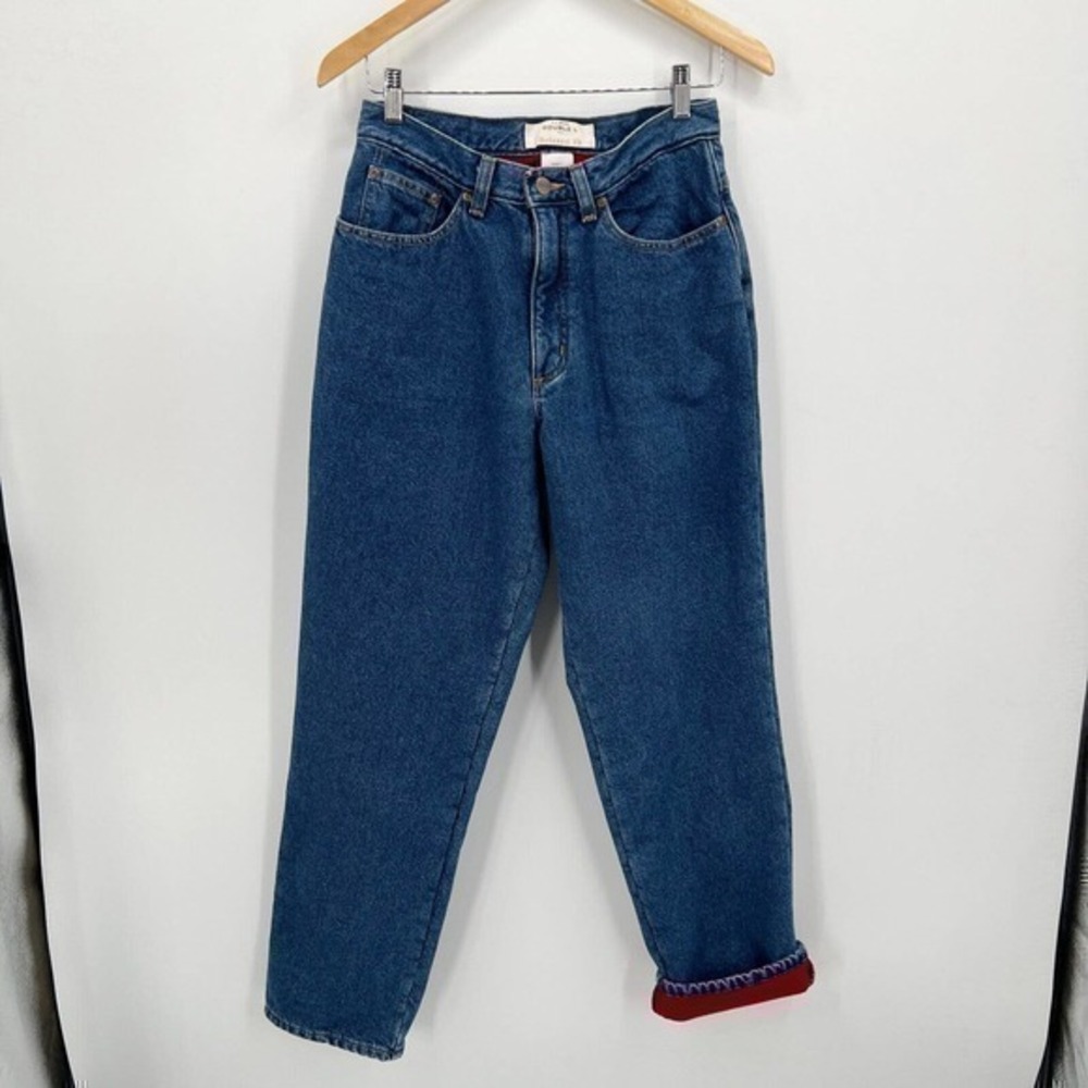 Vintage LL Bean Red Fleece Lined Jeans Double L Relaxed Fit Tapered Mom
